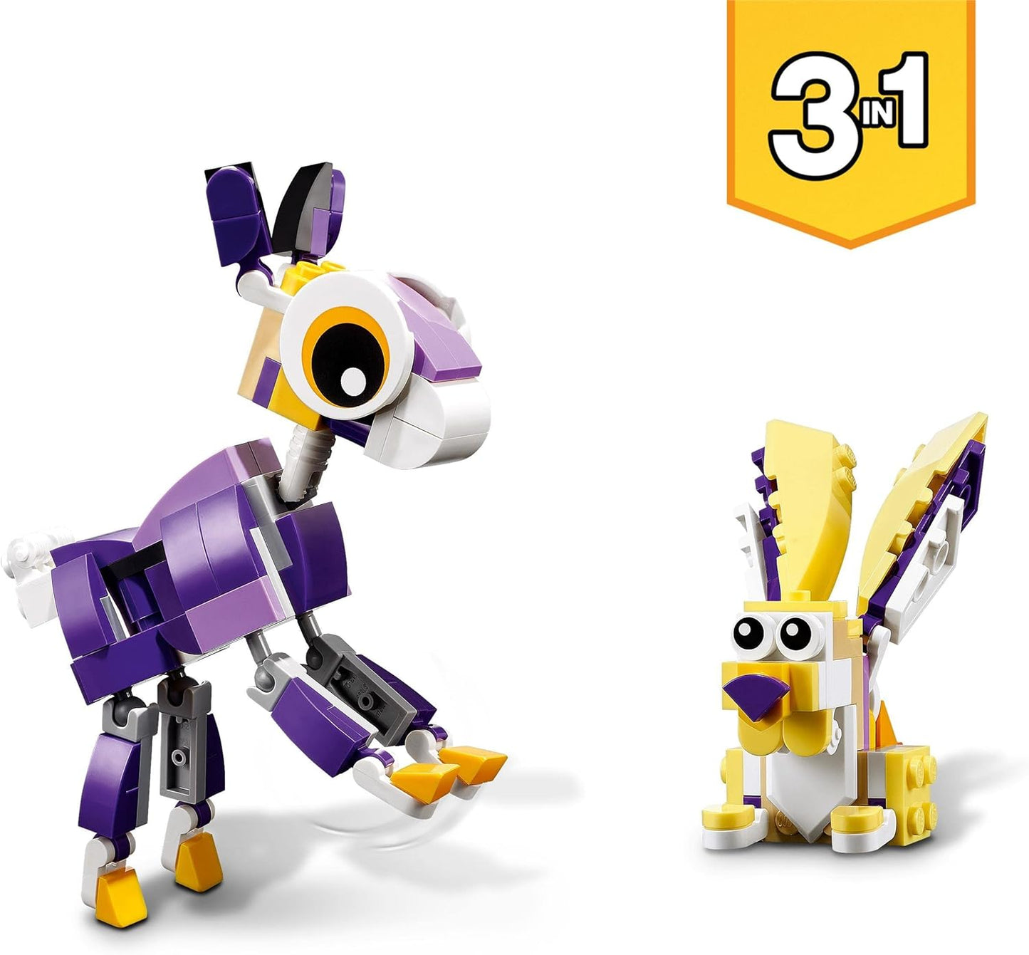 LEGO Creator 3-in-1 Forest Mythical Creature: Rabbit, Owl, Squirrel, Set with Animal Figures for Building, Toy from 7 Years 31125