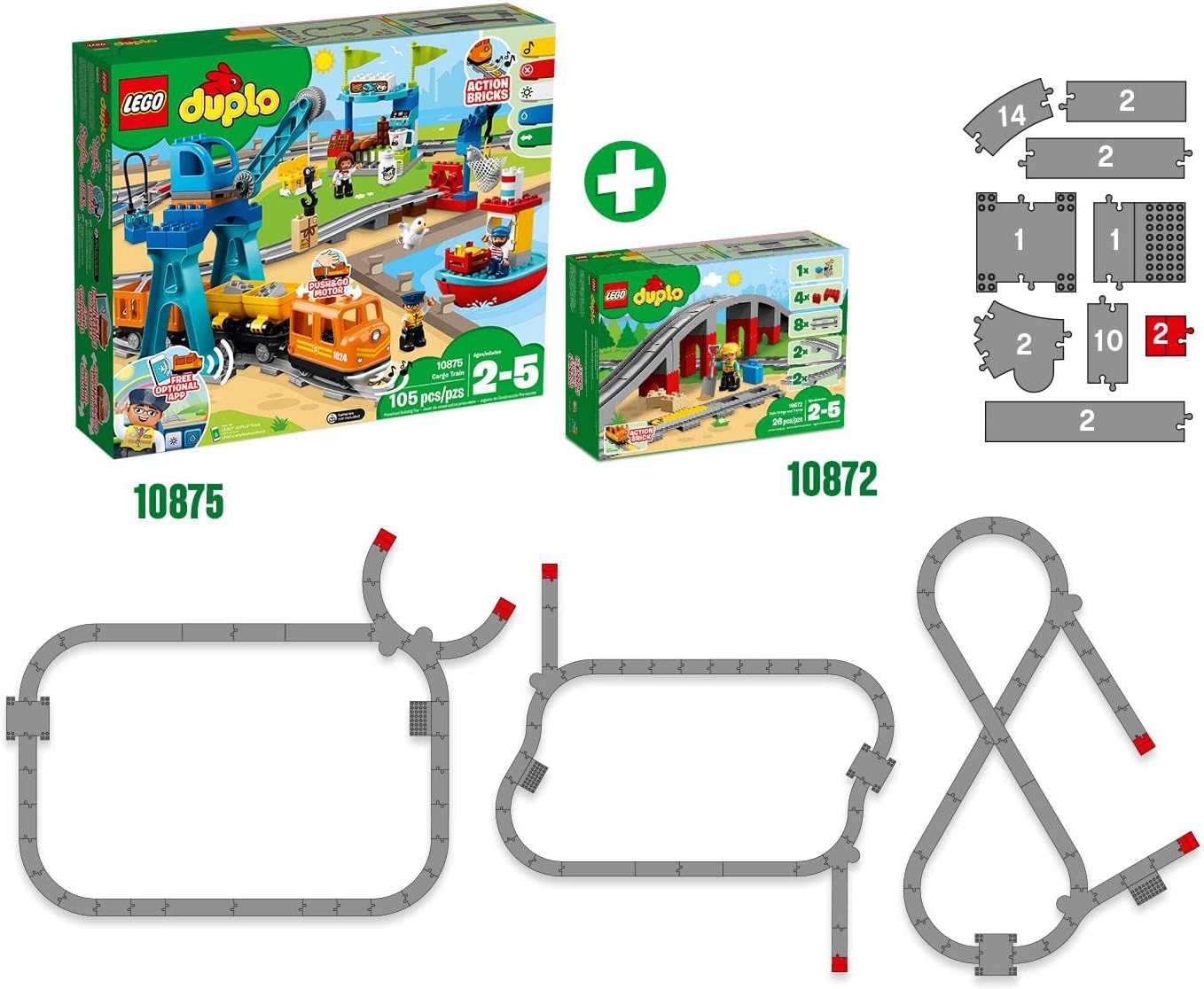 Lego Duplo 10872 Railway Bridge and Tracks, Construction Toy, Single