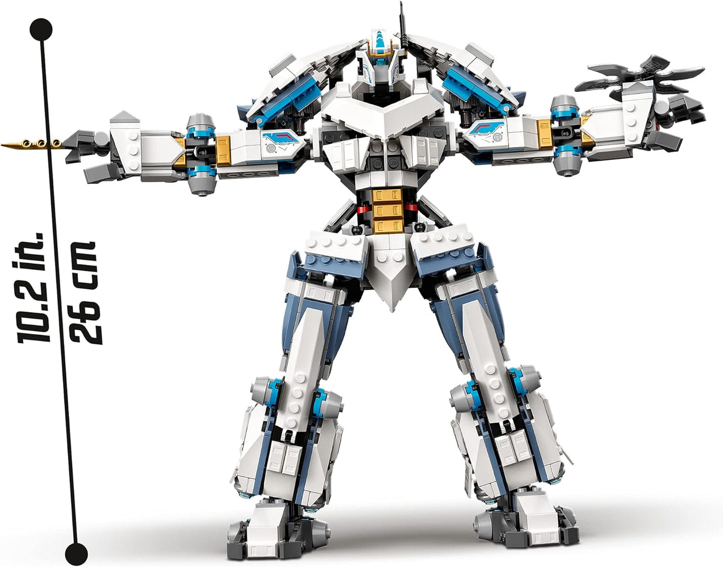 LEGO 71738 Ninjago Legacy Zanes Titan-Mech Ninja Construction Kit with Jay as Golden Figure and 2 Ghost Fighters.