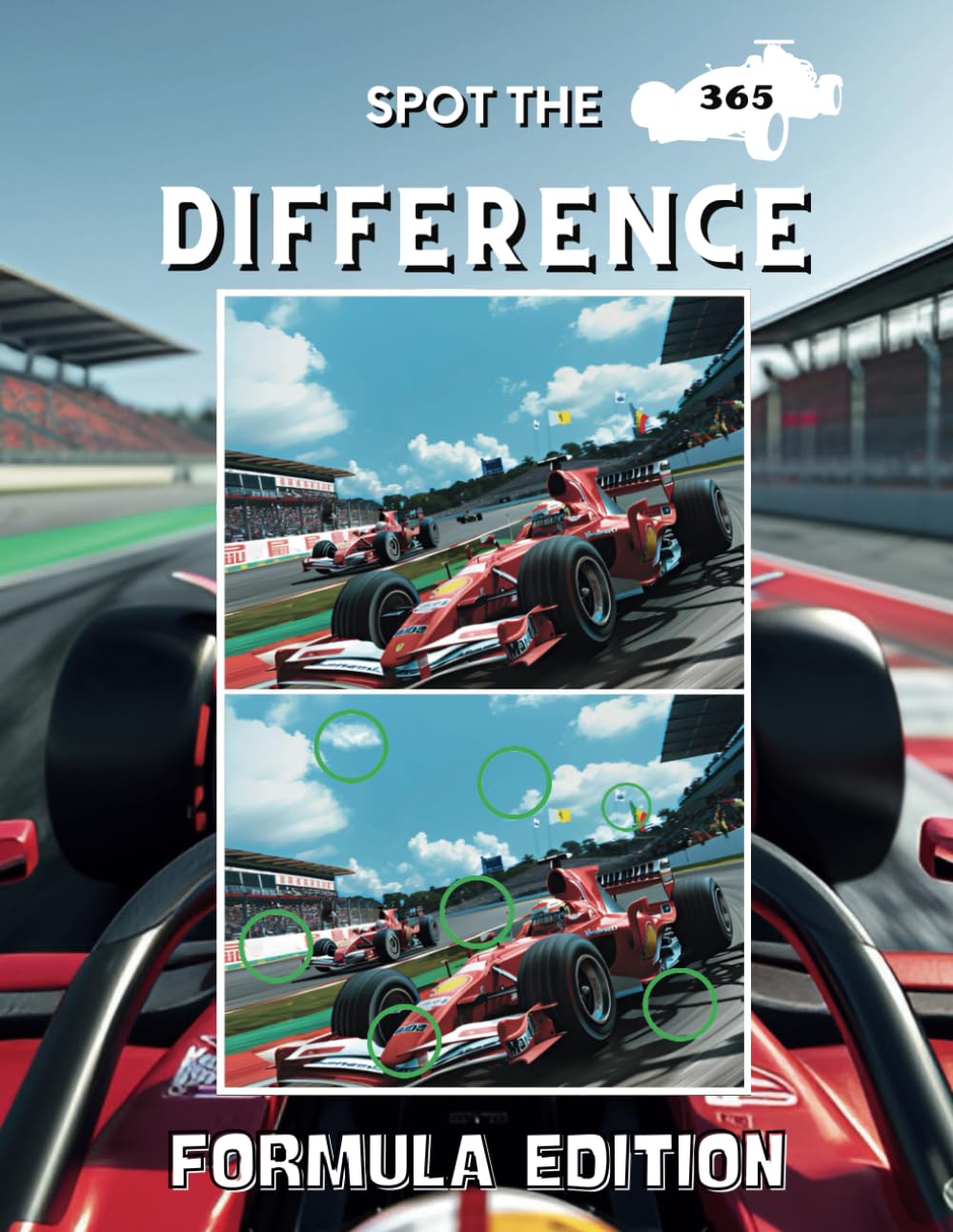 Spot the Difference Formula Cars for adults and children: 52 full color images, 365 differences and the answers (Spot the 365 difference)