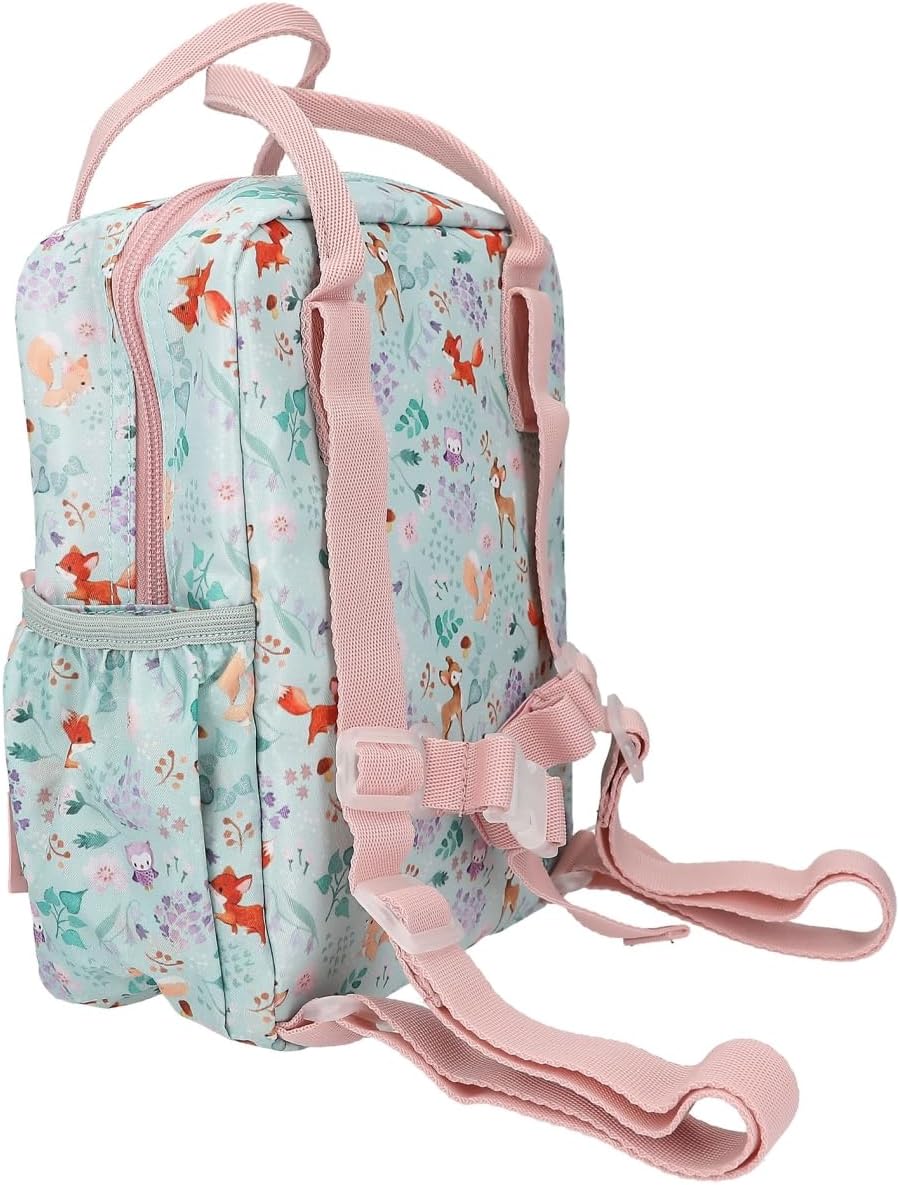 Depesche 12572_A Princess Mimi Wild Forest Backpack in Green and Pink with Forest Animals, Bag with Zip