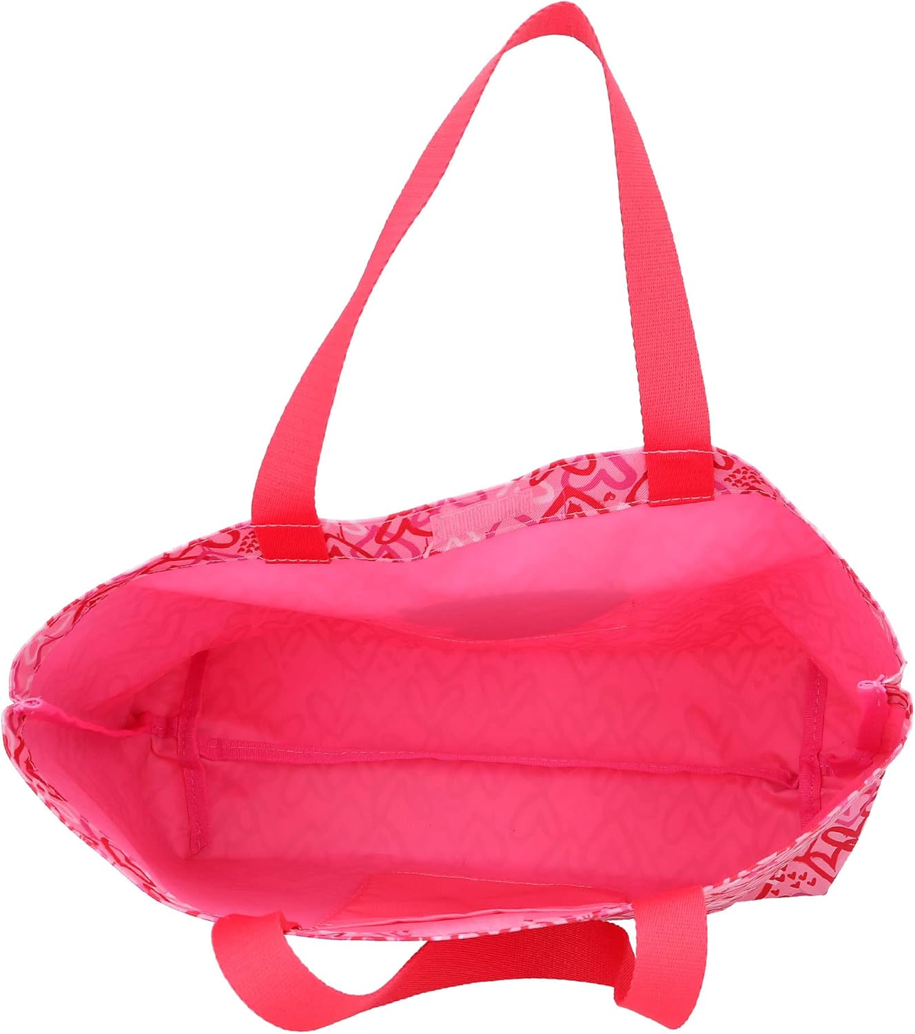 Depesche TOPModel One Love 12234 Tote Bag in Pink and Red with Hearts, Shopper with Inner Pocket, multicoloured