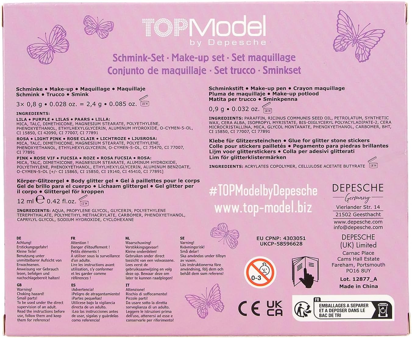 Depesche 12877 TOPModel Fairy Love - Make Up Set for Children with Eyeshadow, Make-Up Pen, Glitter Gel, Stencil and much more