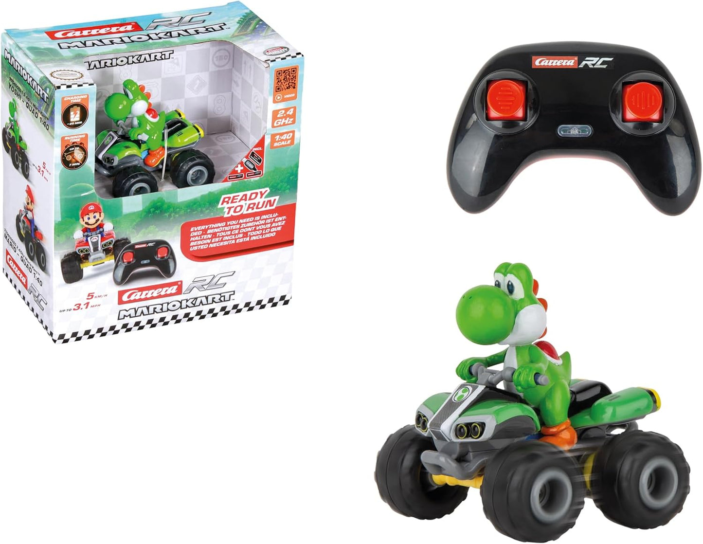 Carrera RC I 2.4GHz Mario Kart Yoshi Quad 1:40 I Remote Controlled Quad I Officially Licensed I Authentic Design I For Nintendo Fans I Fast Action I Offroad Fun