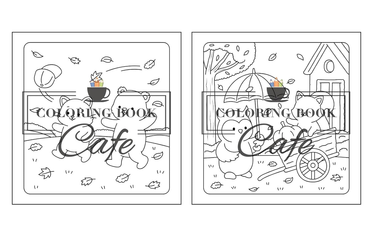 Comfy Autumn: Coloring Book for Adults & Teens Featuring Autumn Hygge Scenes with Super Cute Animal Characters for Stress Relief and Relaxation (Cute and Comfy Coloring Books)