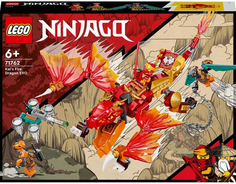 LEGO 71762 Ninjago Kai's Fire Dragon EVO, Dragon Toy from 6 Years with Fire Dragon and Snake Figure, with Ninjas and Boa Hunter