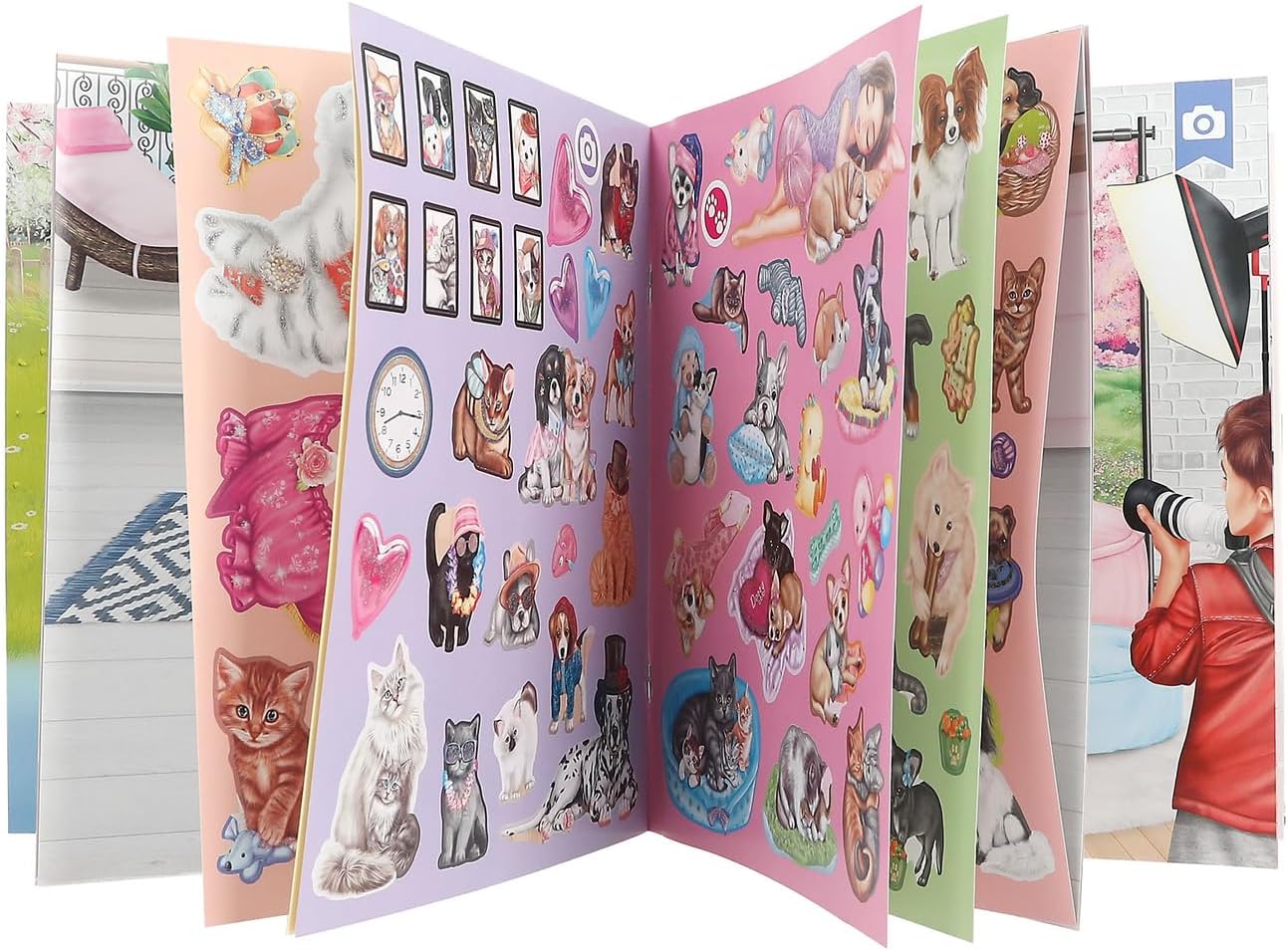 Depesche TOPModel Kitty and Doggy 12706 Sticker Book with 20 Background Pages to Design Yourself Includes 3 Double-Sided Stickers