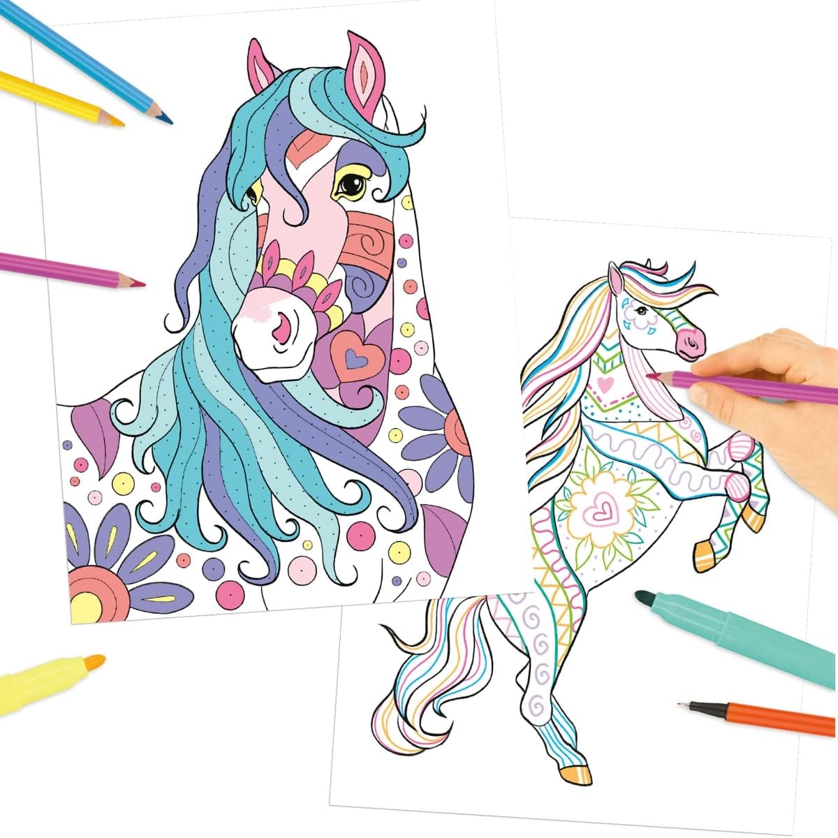 Depesche Miss Melody Horse Fans Set: Creative Colouring and Design Book + Sticker Book for Children from 5 Years