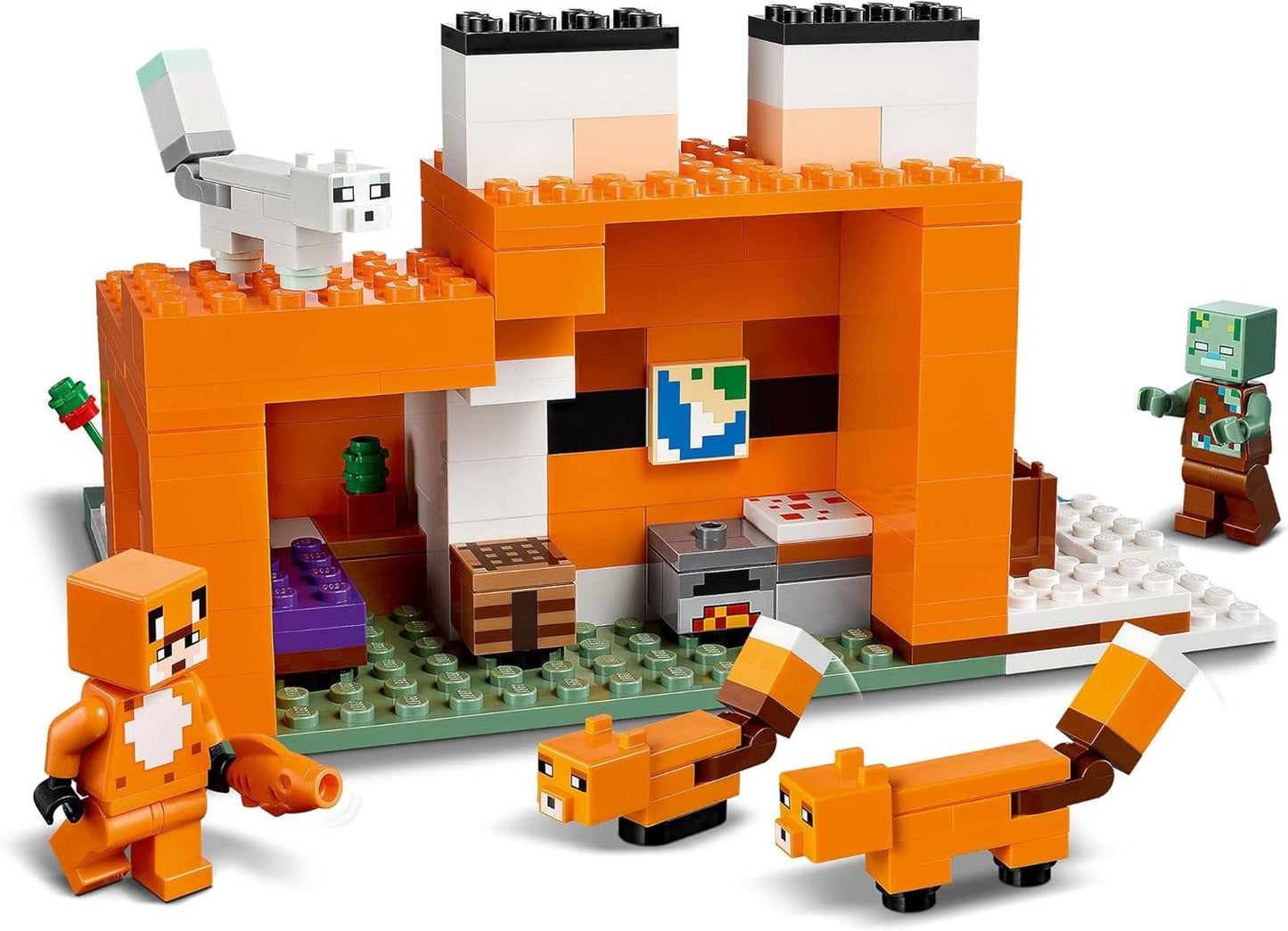 LEGO 21178 Minecraft The Fox Lodge, toy for children from 8 years with figures of drowned zombie and animals, children's toy.