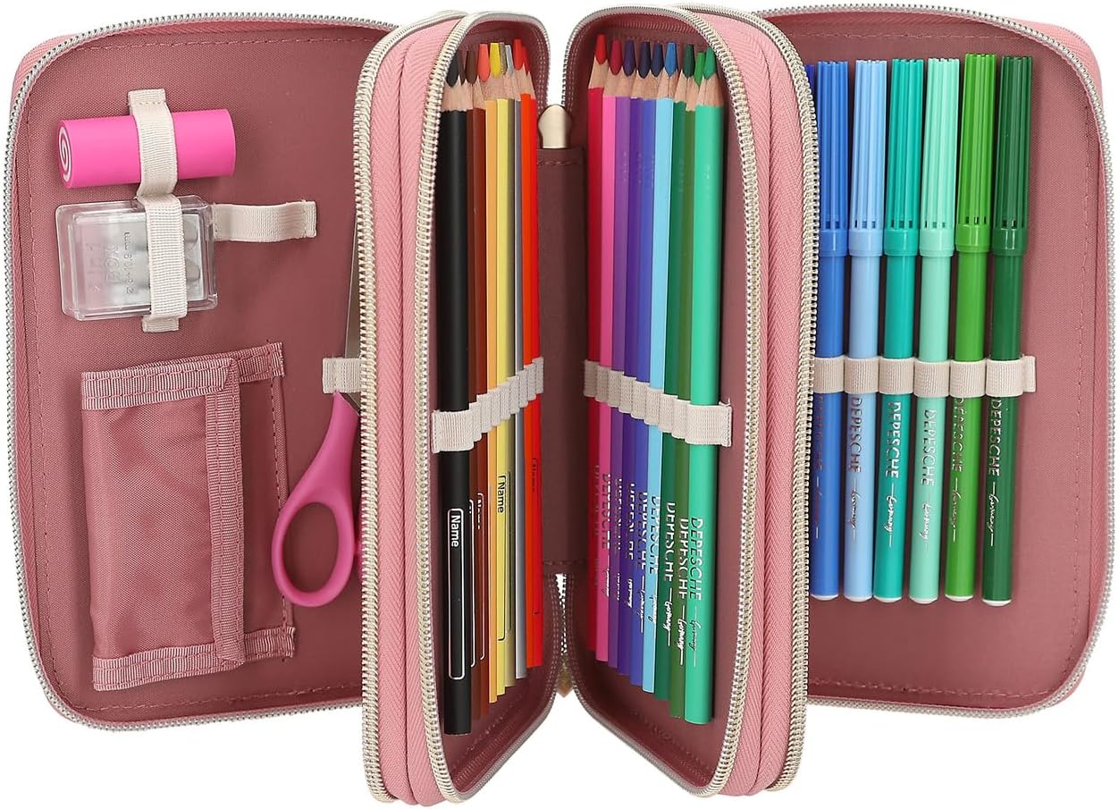 TOPModel Velo Fleur Triple Pencil Case with Pens, multicoloured, Modern