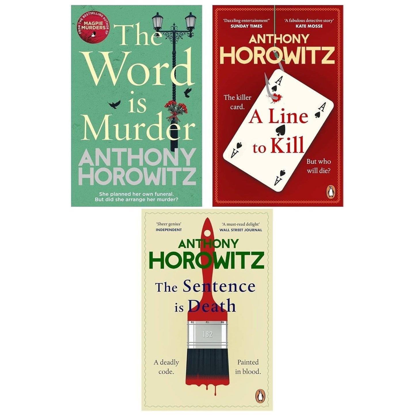 Anthony Horowitz 3 Books Collection Set (The Word Is Murder, The Sentence is Death & A Line to Kill)