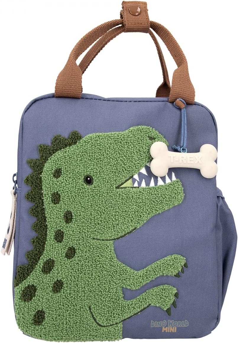 Depesche Dino World Children's Backpack Dino Mini 23 x 20 cm Terry Cloth Dino Patch Bone Pendant Zip 100% Polyester