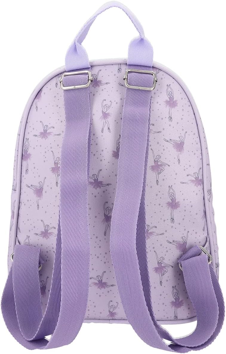 Depesche 12250 TOPModel Purple Ballet Pattern Glitter Zip Backpack for Kids with Adjustable Straps - Multi-Colour