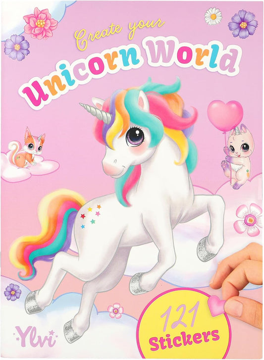 Depesche 12703 Ylvi Create Your Unicorn World Sticker Book with 20 Colourful Background Pages to Design Yourself Includes 6 Sticker Sheets