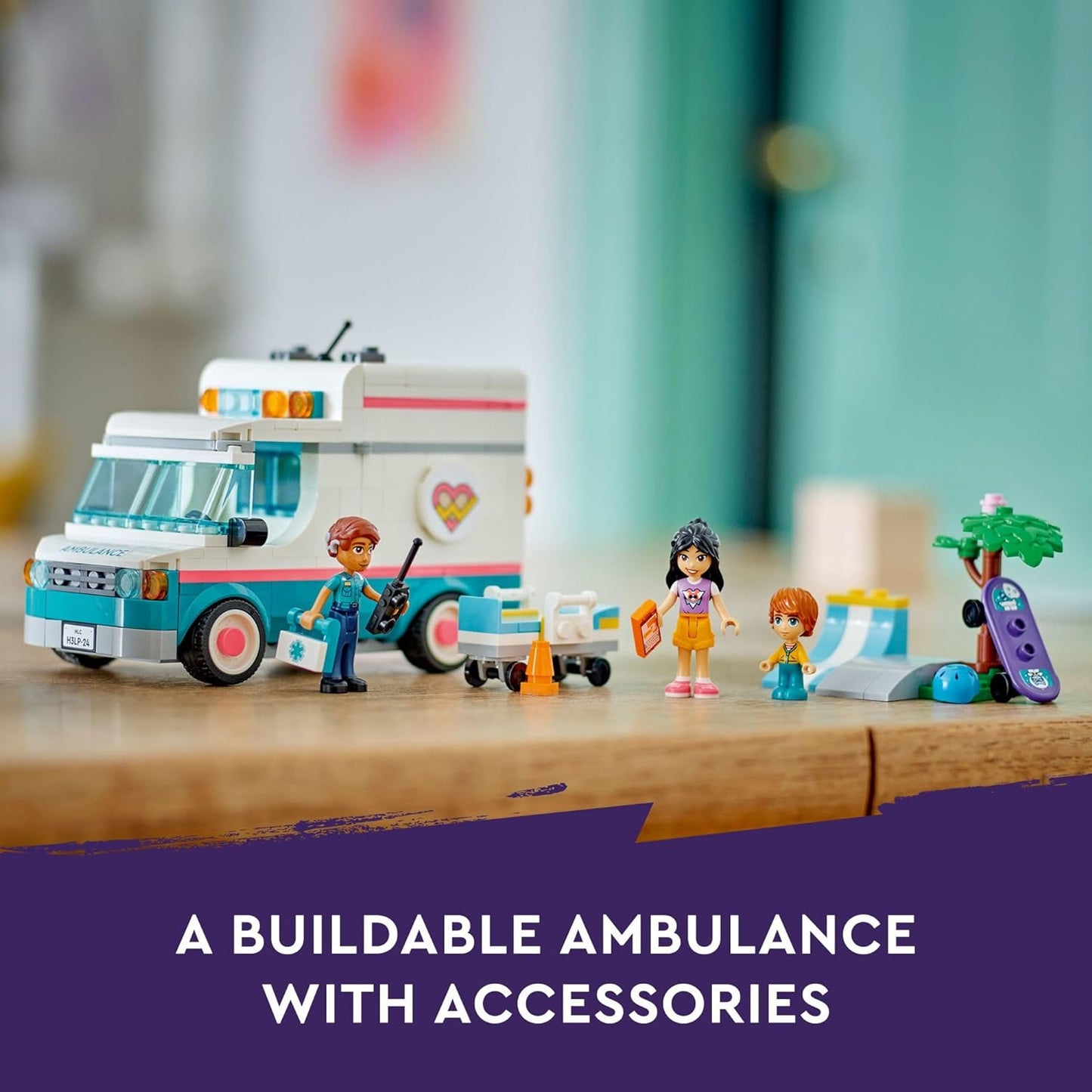 LEGO Friends Heartlake City Hospital Ambulance Set with 3 Characters, Gift Idea for Kids, Girls and Boys from 6 Years, Social Emotional Toy, Medical Emergency Vehicle,