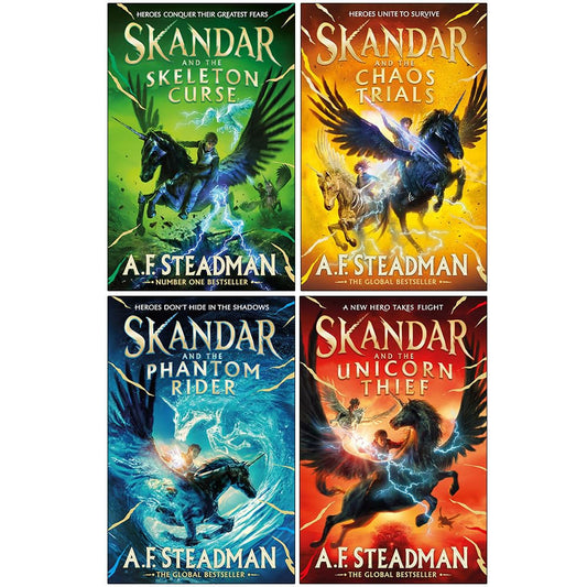 Skandar Series 4 Books Collection Set By A.F. Steadman (Skandar and the Chaos Trials, Skandar and the Phantom Rider, Skandar and the Unicorn Thief and Skandar and the Skeleton Curse)