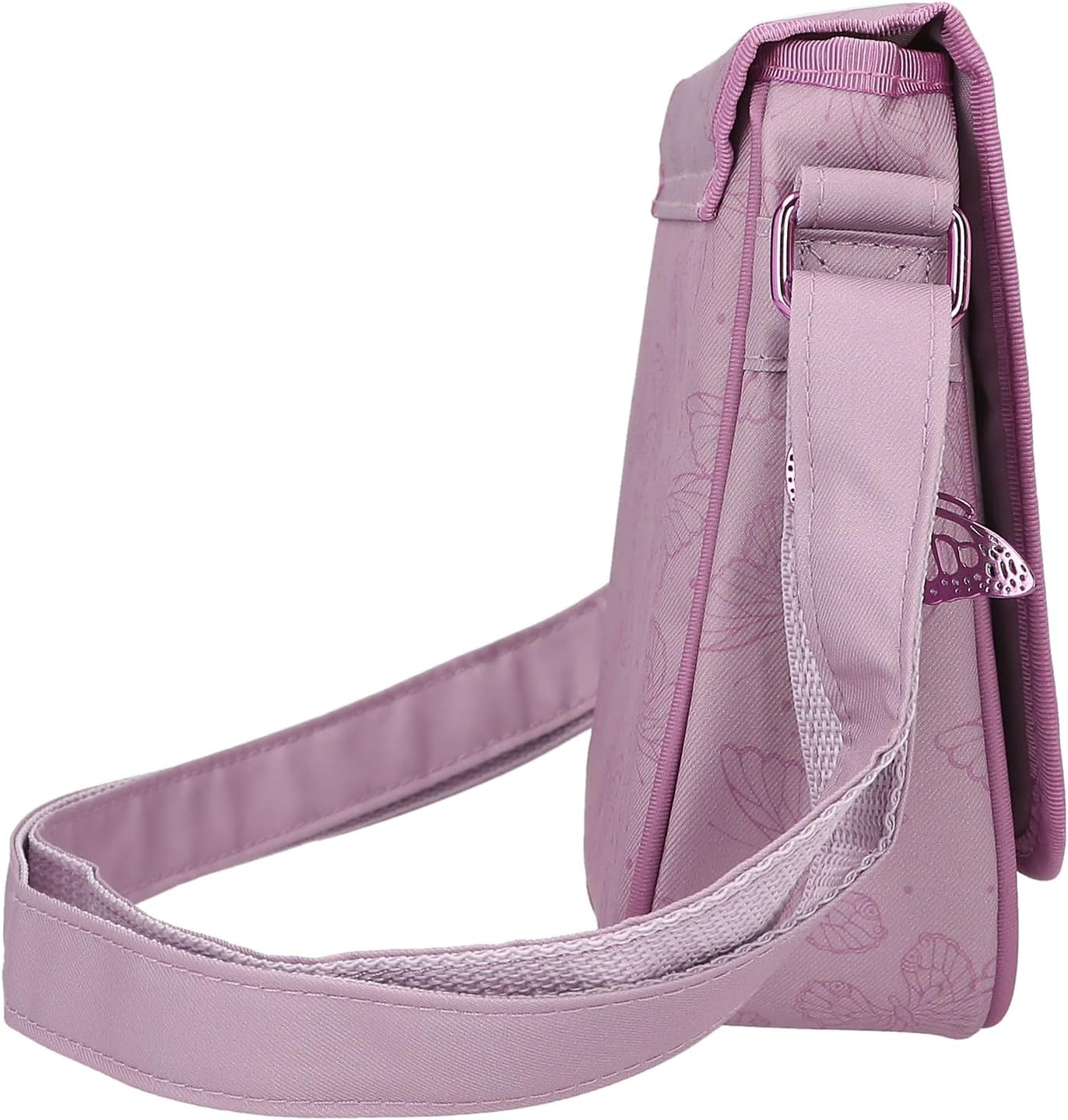 Depesche TOPModel Fairy Love 12778 Small Shoulder Bag in Mauve with Model Motif and Butterflies, Bag with Adjustable Shoulder Strap and Front Flap