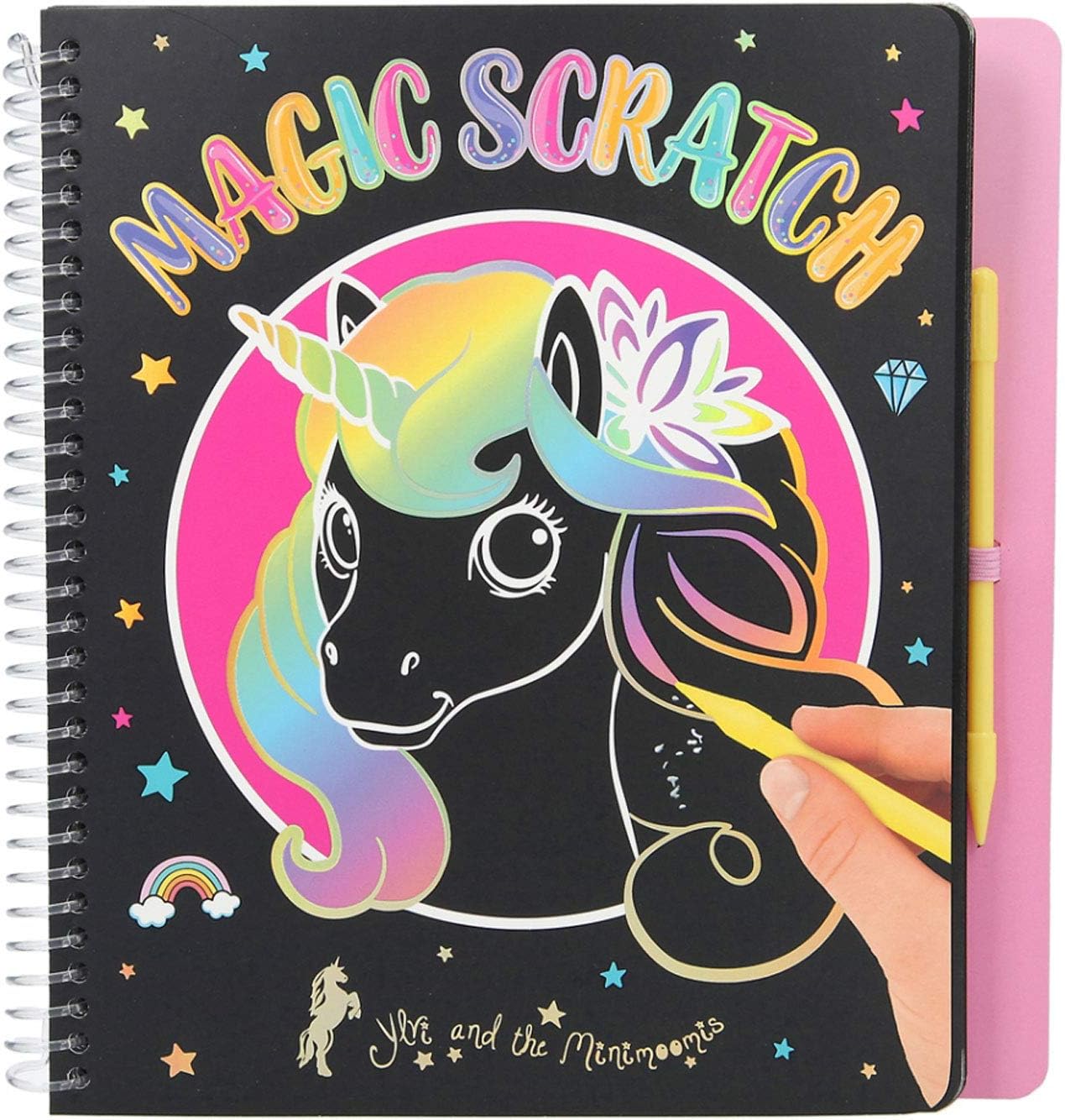 Depesche 11467 Ylvi Magic Scratch Book with 20 Cute Motifs for Scratching, Magic Gradient, Approx. 13.3 x 15.3 x 1.8 cm