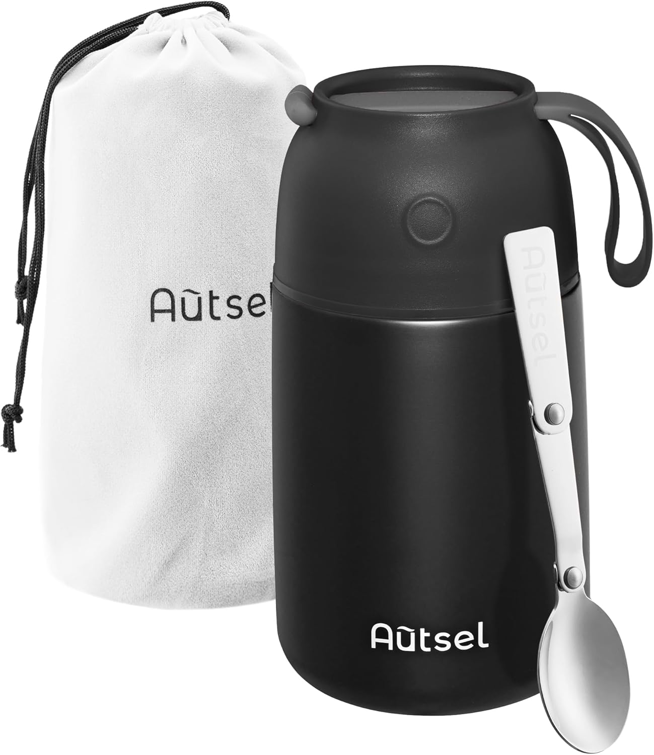 Autsel Thermal Food Container 700 ml, Stainless Steel Warming Container Thermal Mug, Thermal Food Container with Spoon and Portable Insulated Bag