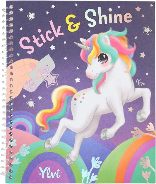 Depesche 12472 Ylvi - Colouring Book Stick & Shine, 24 Pages with Great Unicorn Motifs and Magical Beings, for Colouring and Designing