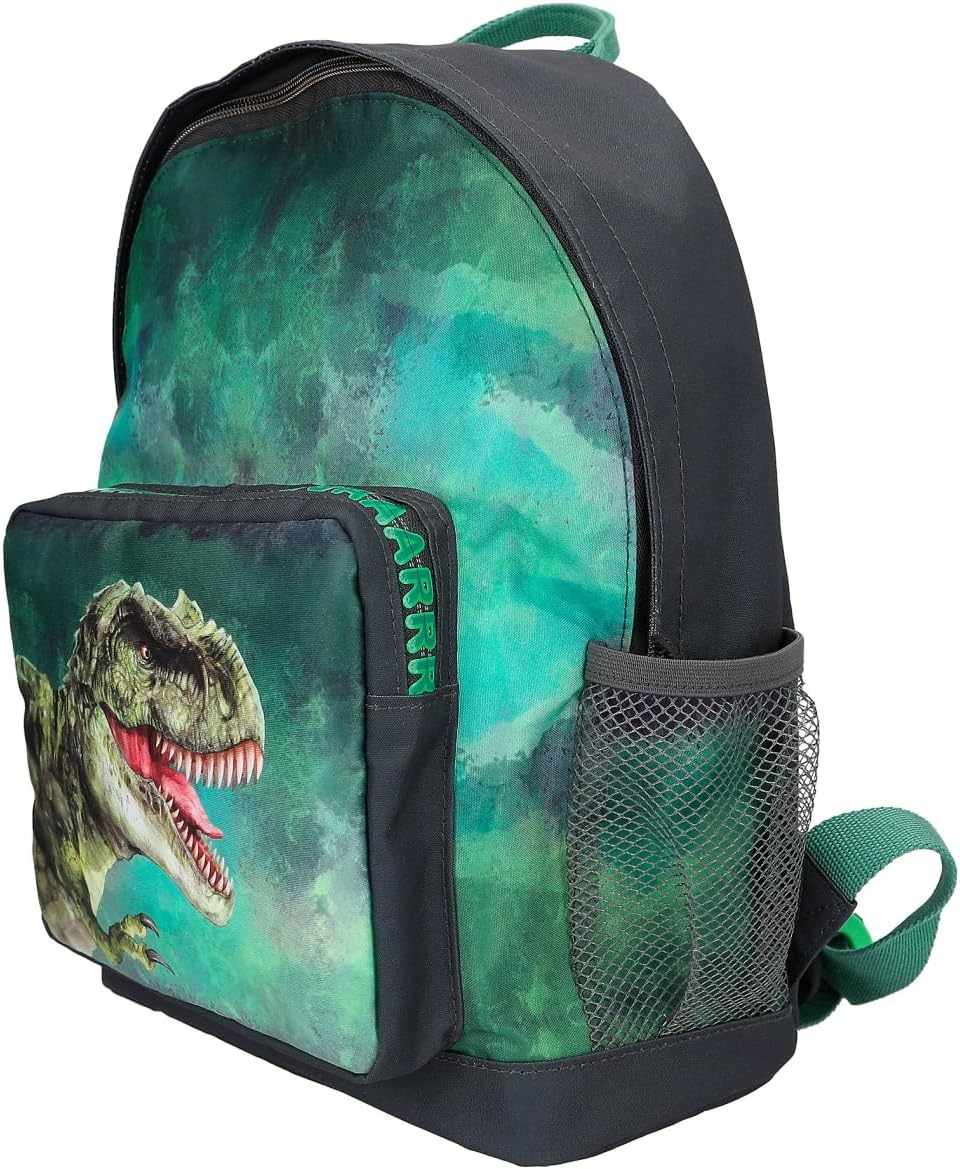 Depesche 12476 Dino World Backpack in Grey for Children with T-Rex Motif, Bag with Adjustable Straps