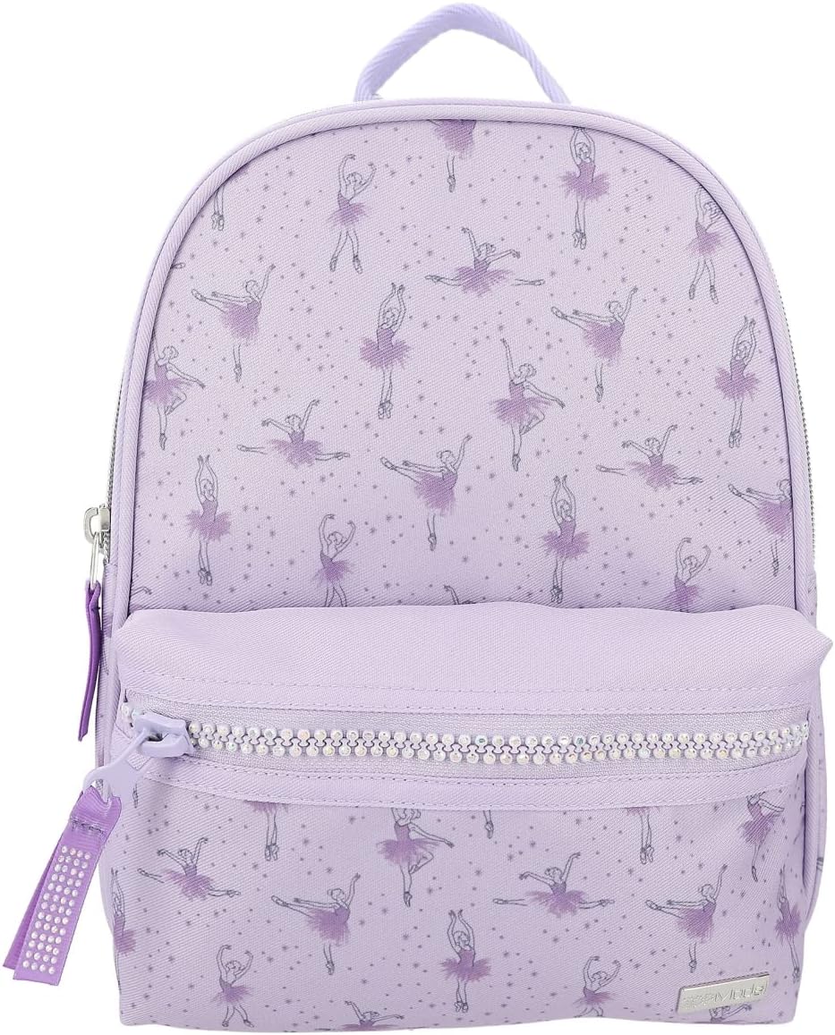 Depesche 12250 TOPModel Purple Ballet Pattern Glitter Zip Backpack for Kids with Adjustable Straps - Multi-Colour