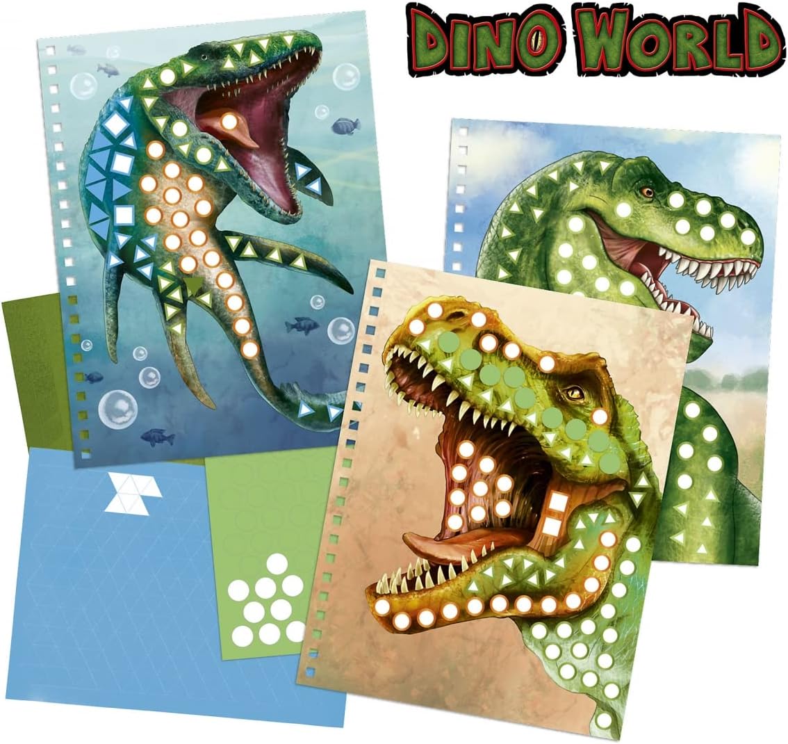 Depesche 11882 Dino World Sticker Your Picture Sticker Book with 25 Pages Full of Dinosaur, Jungle and Prehistoric Designs to Complement, with 10 Sticker Sheets in Different Shapes and Colours