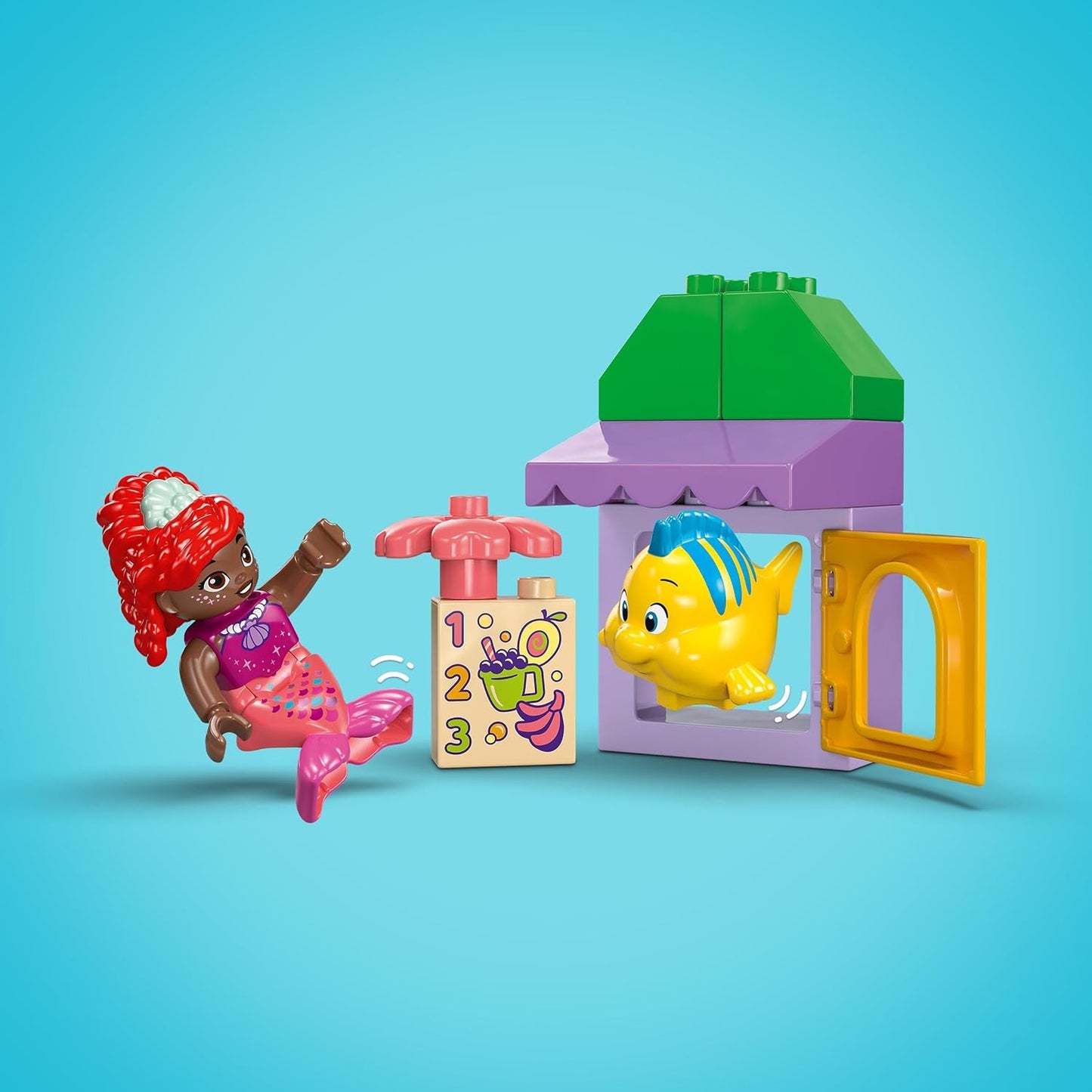 LEGO DUPLO Disney Arielles and Fabius' Café Kiosk, Little Mermaid Toy, Educational Toy with Fruit and Food for Preschool Children from 2 Years, Toy Café 10420