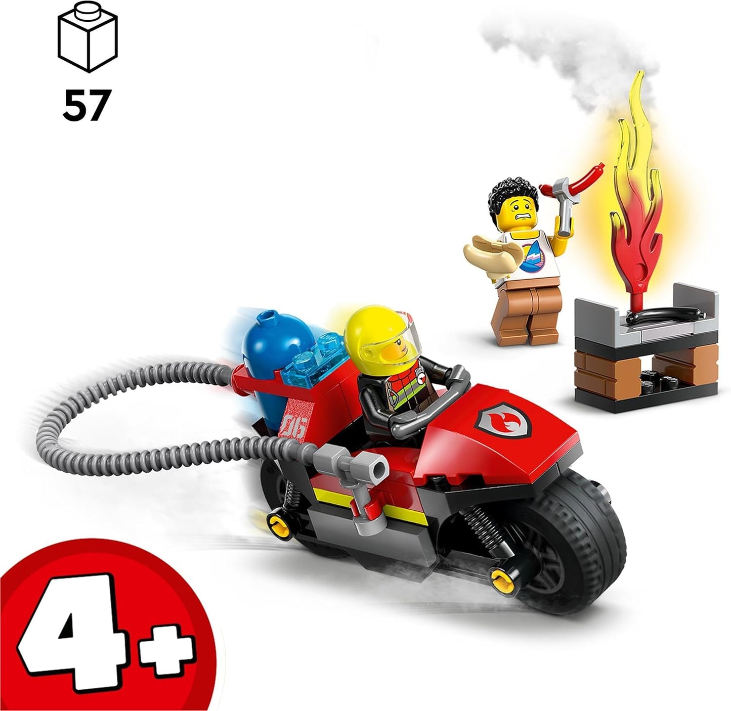 LEGO City 60410 Fire Engine Motorcycle, Fire Engine Toy for Children from 4 Years with Motorcycle and 2 Mini Figures Including Firefighter, Imaginative Playing Experience, Gift for Boys and Girls