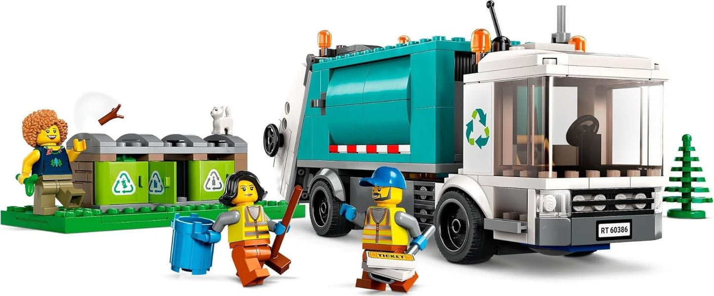 LEGO 60386 City Rubbish Collection, Garbage Truck Toy with Wheelie Bins for Children from 5 Years, Learning and Sorting Toy, Sustainable Life Series