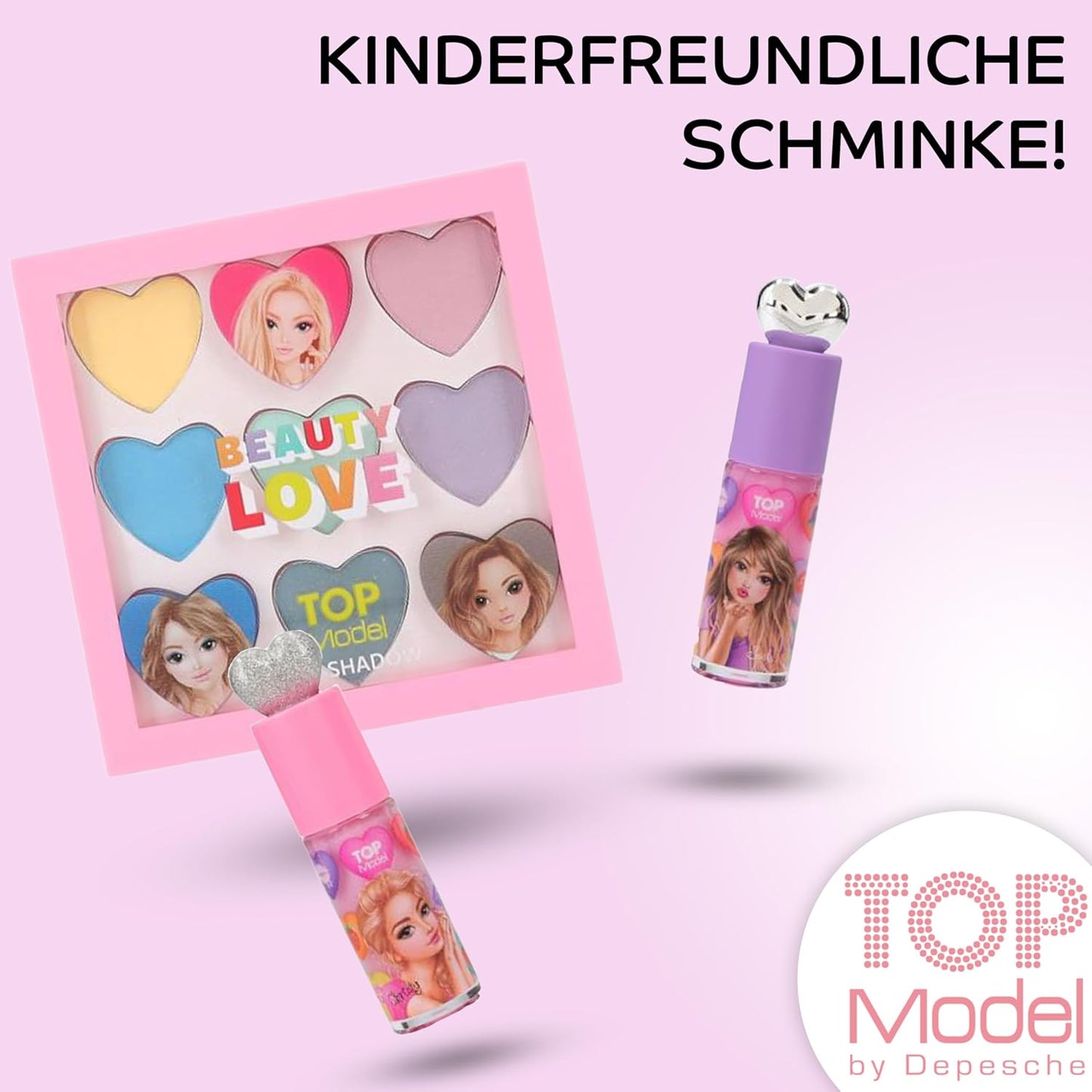 TOPModel Lip Gloss Glow Beauty and ME1 Piece + TOPModel Beauty and Me Eyeshadow Palette, Child-friendly Make-Up for Girls