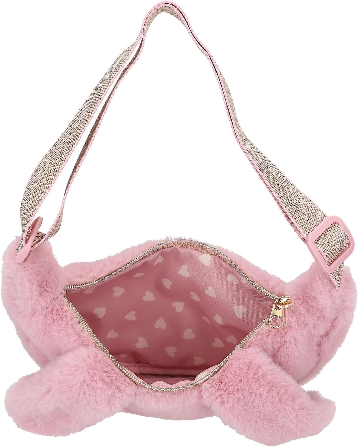 Depesche 12866 Princess Mimi Bunny Ballet Small Shoulder Bag in Pink with Plush Rabbit Ears and Face Bag with Adjustable Shoulder Strap