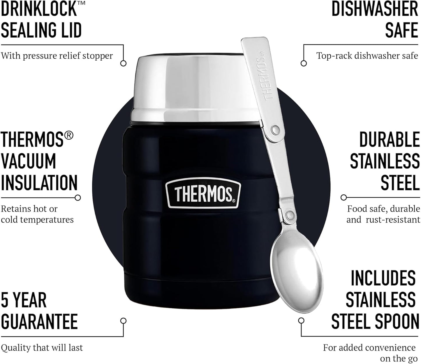 Thermos Stainless King Isolierbehälter 0,47 l, Mitternachtsblau