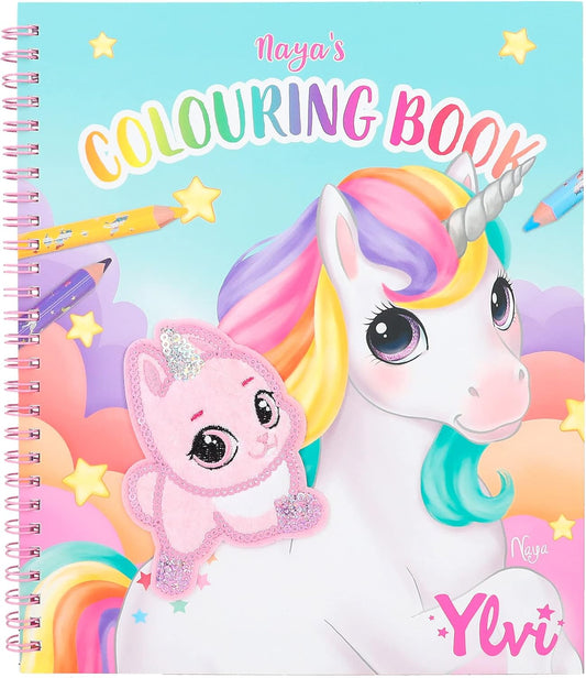 Depesche 12492 Ylvi Colouring Book with 40 Pages for Designing Unicorn Motifs, Sticker Sheet and Sequin Decoration