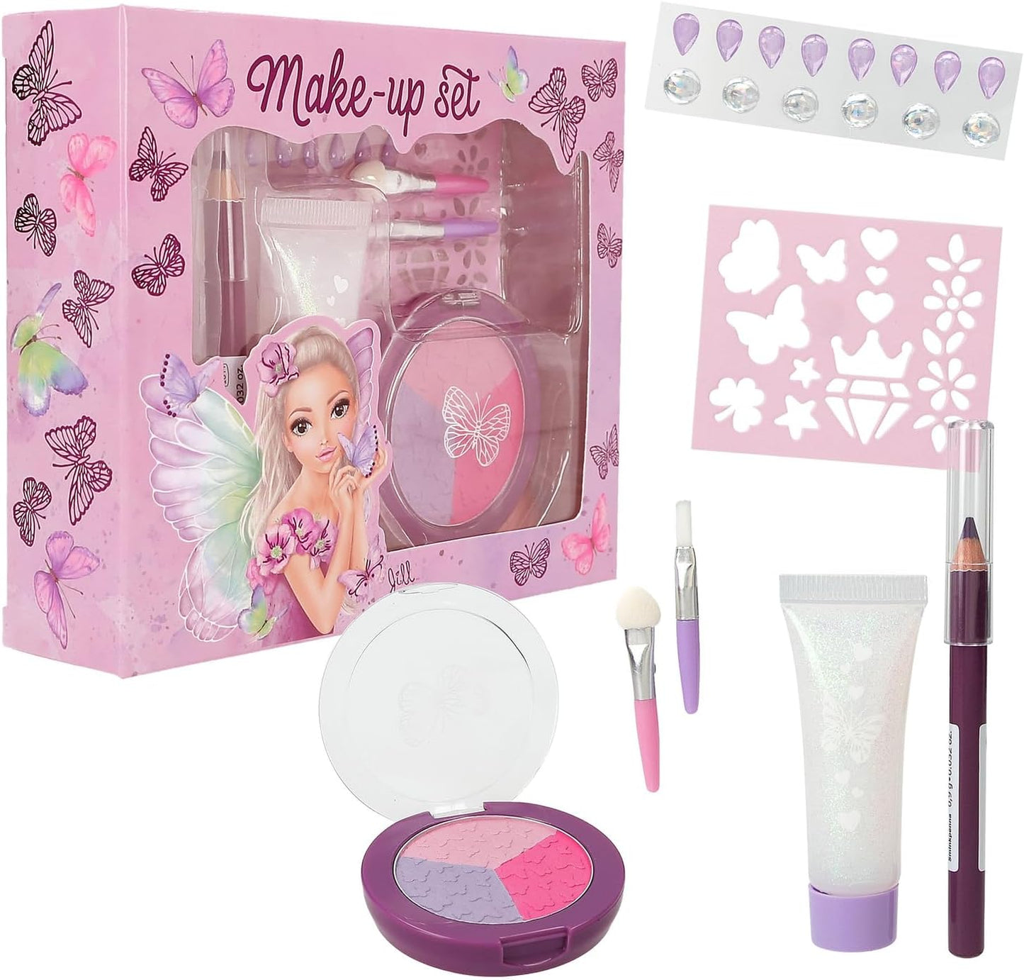 Depesche 12877 TOPModel Fairy Love - Make Up Set for Children with Eyeshadow, Make-Up Pen, Glitter Gel, Stencil and much more