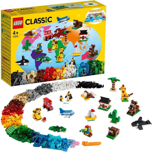 LEGO 11015 Classic Once Around the World Bricks, Toy for Toddlers from 4 Years with Building Blocks and Buildable Animals