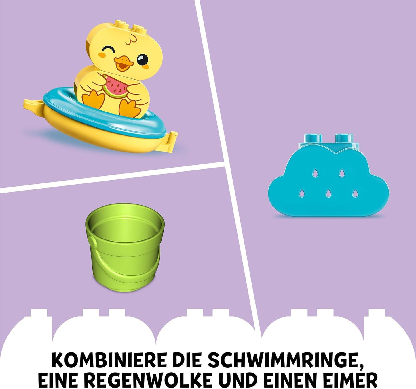 LEGO DUPLO Badewannenspaß: Schwimmender Tierzug, Badewannenspielzeug für Babys und Kleinkinder von 1,5 - 3 Jahre mit Badeente, Nilpferd und Eisbären für Mädchen und Jungen 10965