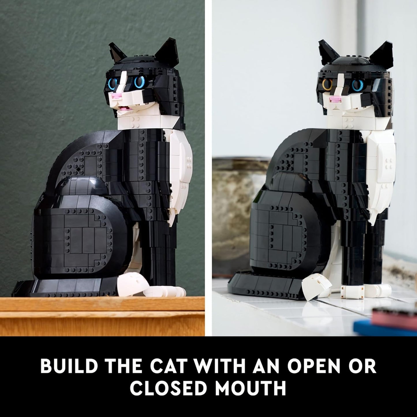 LEGO Ideas 21349 Black and White Cat Home Accessory Gift Idea for Animal Lovers and Cat Lovers Collector's Model Creative Activity Kit for Adults