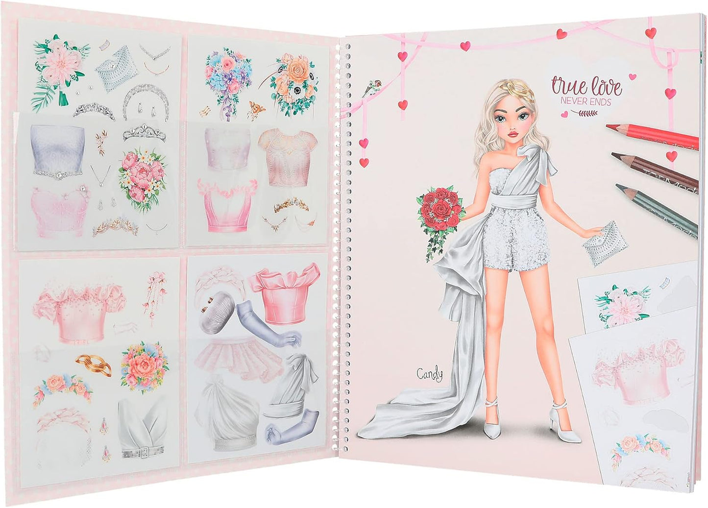 Depesche 12393 Create your TOPModel Wedding Special Sticker Book with 60 Pages to Create Beautiful Outfits, Includes Sticker Sheet, Stencil and Fabric Pattern Sheet, Medium