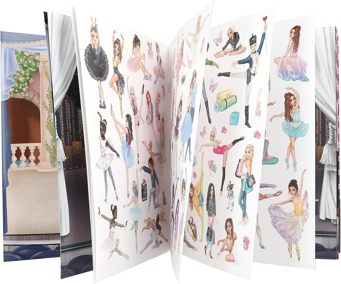 Depesche 13049 TOPModel Stickerworld Ballet Sticker Book with 20 Illustrated Background Pages to Design Yourself, Includes 3 Double-Sided Stickers