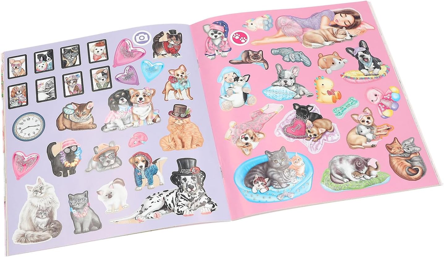 Depesche TOPModel Kitty and Doggy 12706 Sticker Book with 20 Background Pages to Design Yourself Includes 3 Double-Sided Stickers