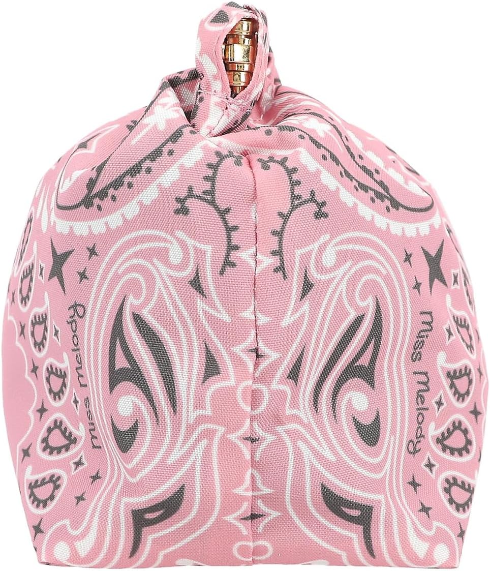 Depesche 12872 Miss Melody Bandana - Cosmetic Bag in Pink and with Bandana Pattern, Bag with Clasp Closure