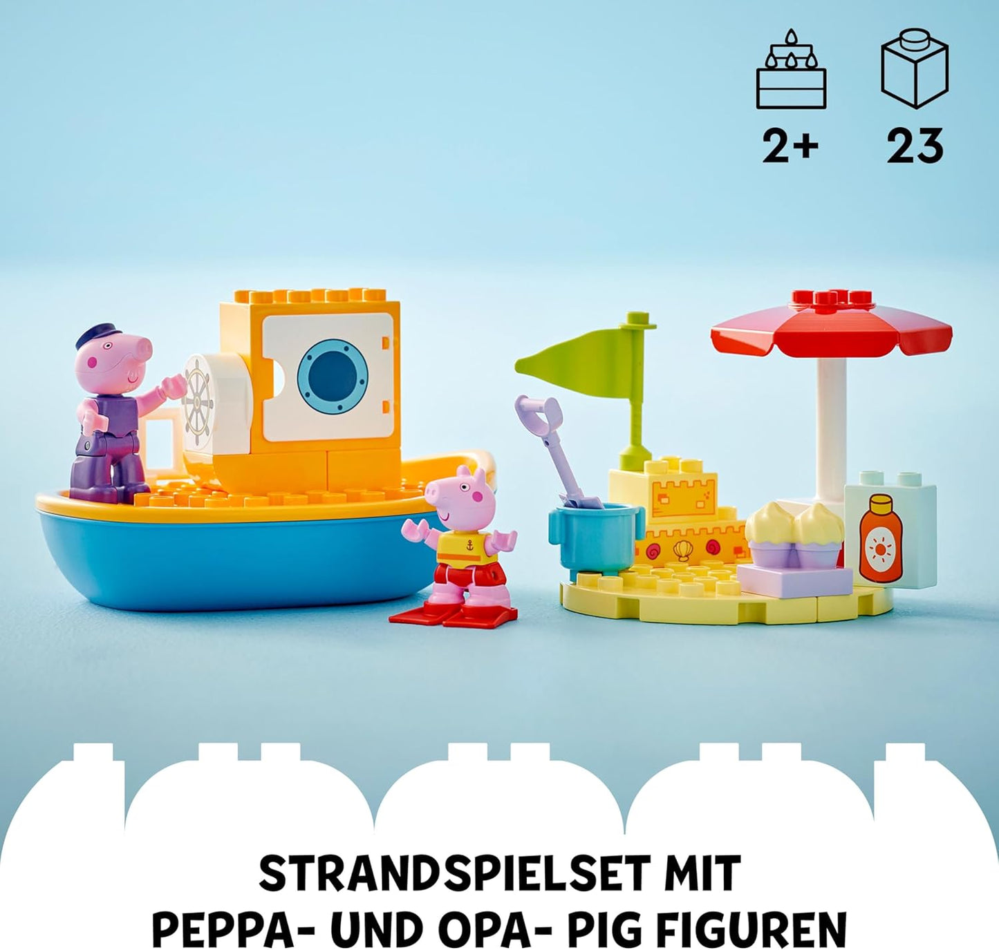 LEGO DUPLO Peppa Pig Boat Trip Toy, Early Development and Activity Toddler Toys with 2 Figures, Summer Bricks Set, Gift Idea for 2 Plus Year Old Girls & Boys 10432