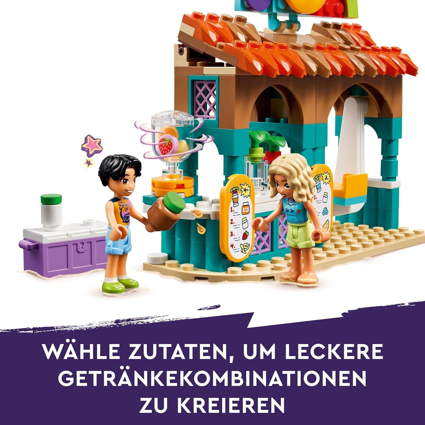 LEGO Friends Smoothie Stand on the Beach, Play Set for Role Play, Gift Idea for Girls and Boys from 6 Years with Toy Figures, Turtle and Accessories, Toy for Social Development, 42625