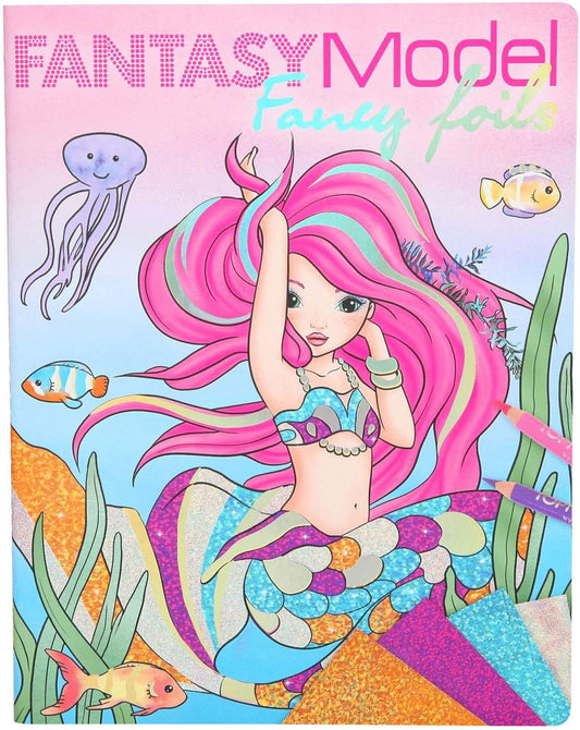 Depesche 10351 TOPModel Fantasy - Malbuch Fancy Foils, Kreativ-Buch mit Glitzerfolien und Sticker, ca. 17 x 21,2 cm