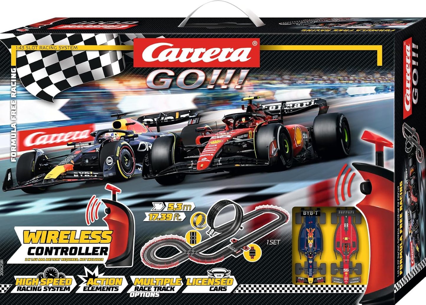 Carrera - 20062581 - Carrera GO!!! Formula Free Racing (Wireless) Race Track Set I Racing Track with Licensed Slot Cars | Up to 2 Players | For Children from 6 Years and Adults