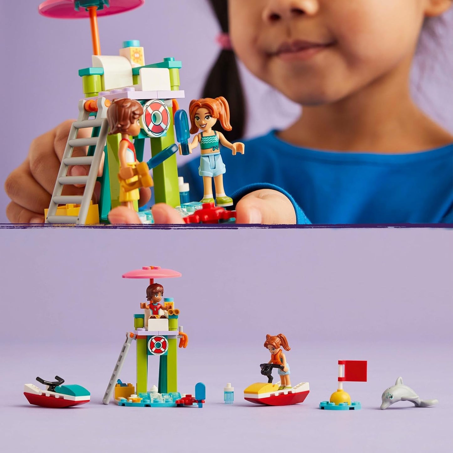 LEGO Friends Lifeguard Lookout Tower with Jet Skis, Children's Toy, Gift Idea for Girls and Boys from 5 Years with 2 Toy Figures and Dolphin, Jet Ski Toy 42623