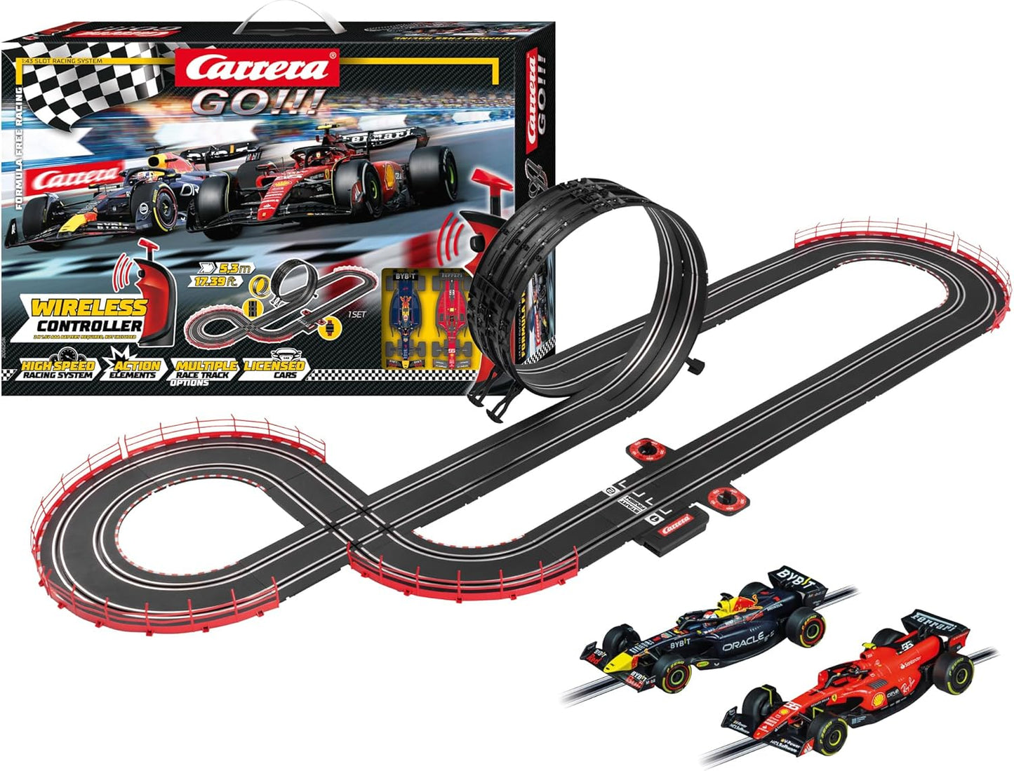 Carrera - 20062581 - Carrera GO!!! Formula Free Racing (Wireless) Race Track Set I Racing Track with Licensed Slot Cars | Up to 2 Players | For Children from 6 Years and Adults