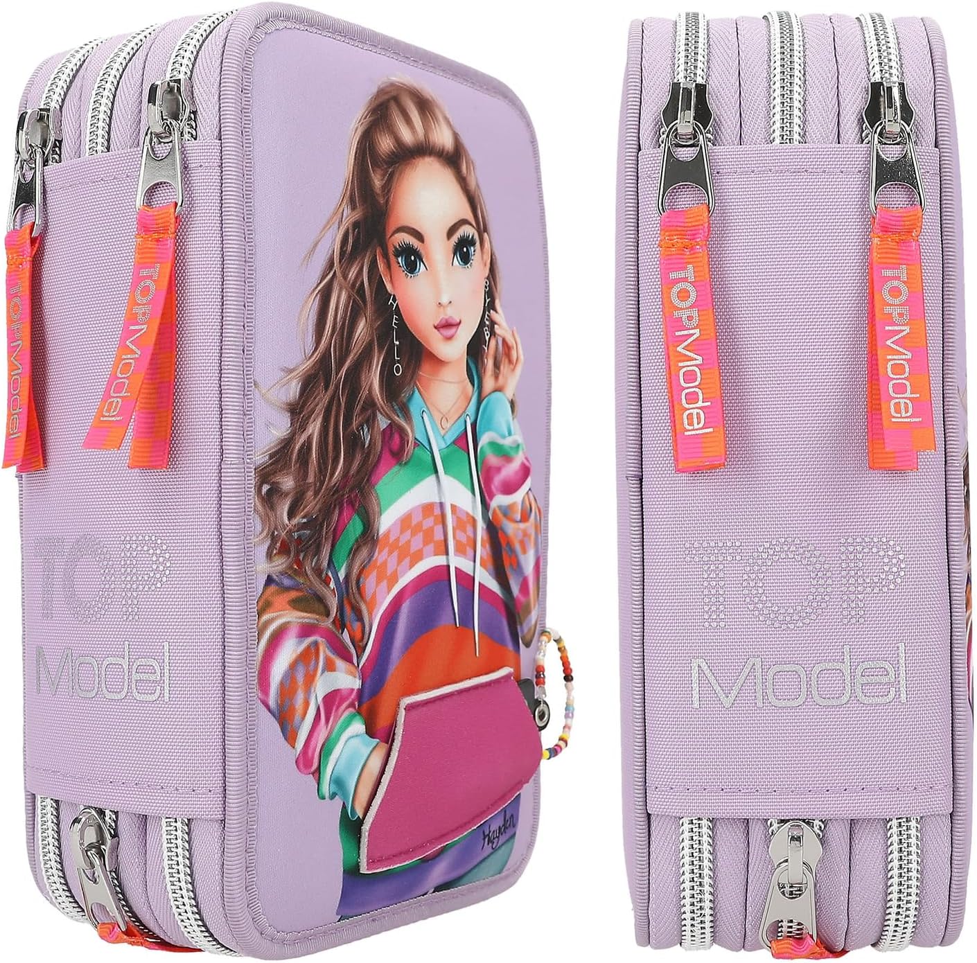 Depesche TOPModel Joy Triple Pencil Case with Applied Smartphone Purple