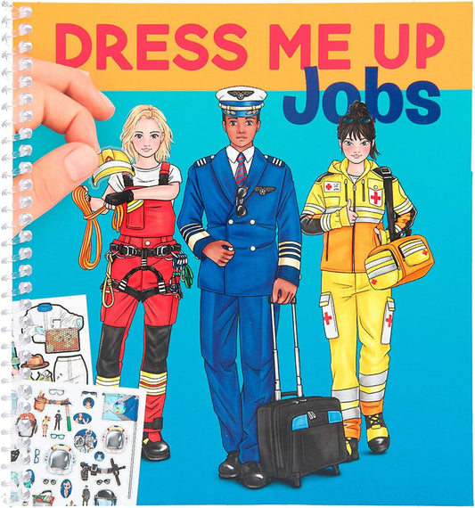 Depesche 11402 Sticker Album "Dress Me Up Jobs", Sticker Book with 24 Pages, Motifs with Various Professions, Approx. 18.6 x 17 x 1.3 cm